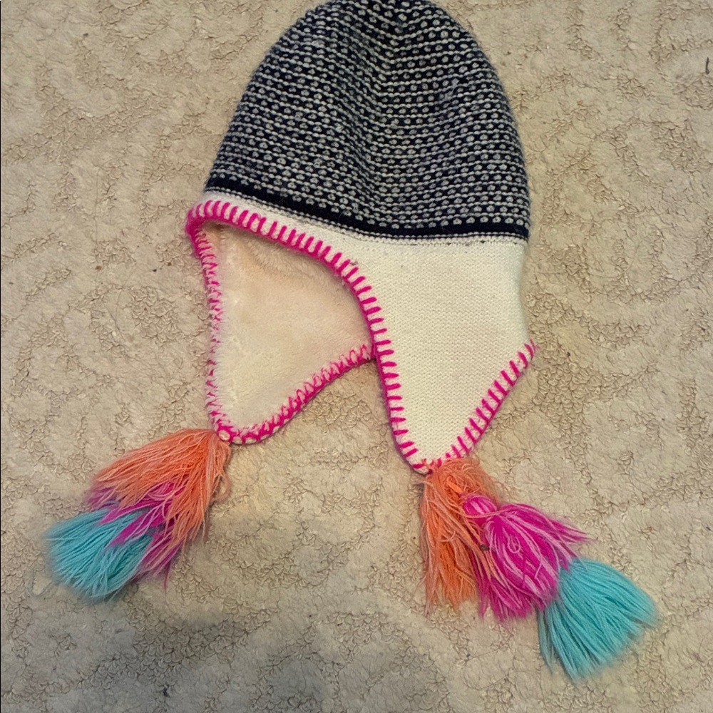 Chic Knit Kids Hat with Colorful Tassels